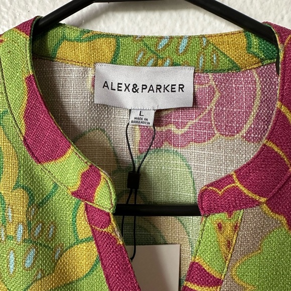 Parker Floral Print Women's Blouse - Green and Purple - Picture 3 of 6